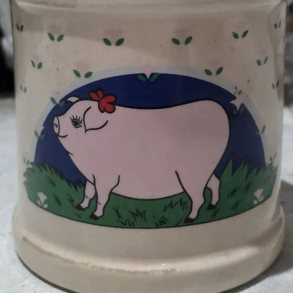 Vintage Milk Cottagecore Ceramic Milk Vase Utensils Holder Pink Pig Kitchen